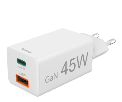 Ładowarka i akumulator HAMA Ładowarka sieciowa Mini 45W 1xUSB-C, 1xUSB-A 4047443516534